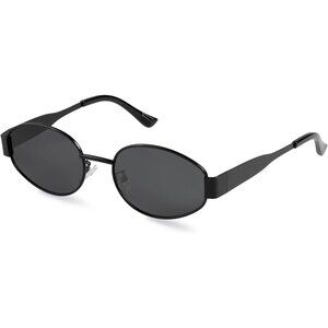 Retro Polarized Black Sunglasses UV400 Protection Oval Metal Frame Soft Case